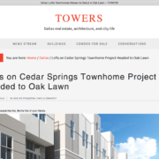 Screen shot of Towers web article about Lofts on Cedar Springs