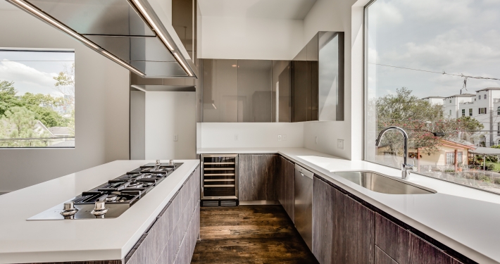 Contemporary Kitchen at our Middle Street Lofts on The Bayou Townhomes in Houston, TX